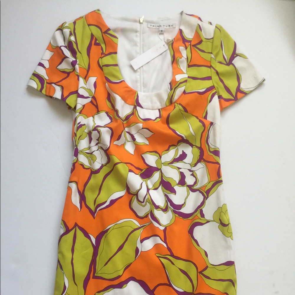 NWT Trina Turk Musita Orange Kumquat Pompom Dress